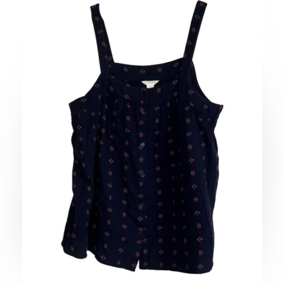 Nordstrom Caslon Tank Top Blouse with Pattern Blue strap top casual size medium - Picture 1 of 3